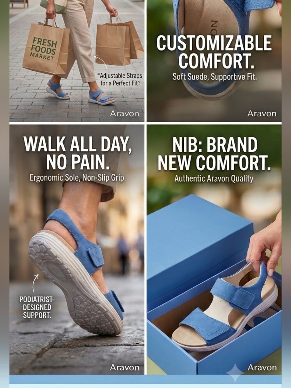 Aravon Beaumont Strappy Slingback San Blue